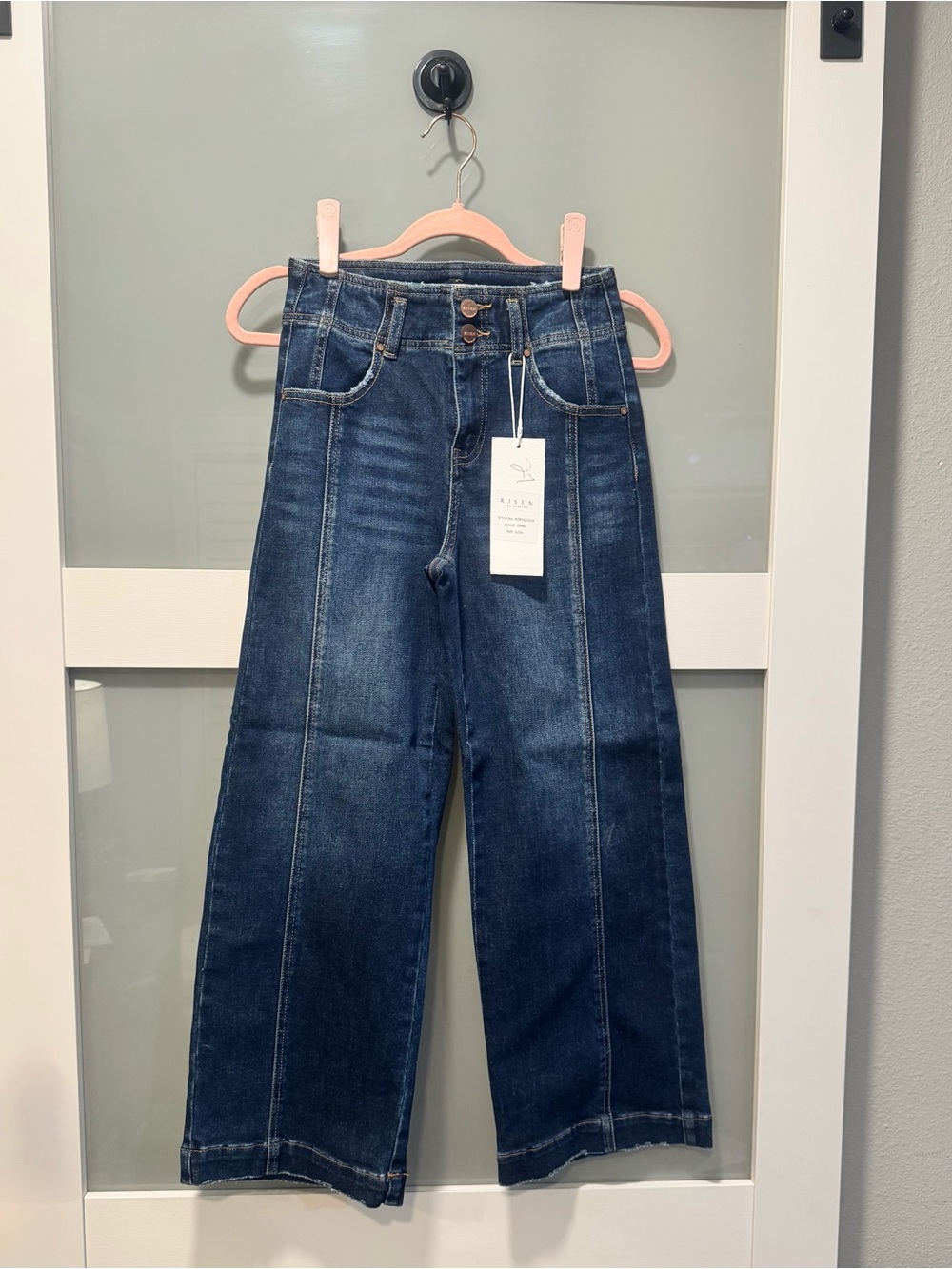 Wide Leg High-Rise Jeans in Dark Blue - Size 0